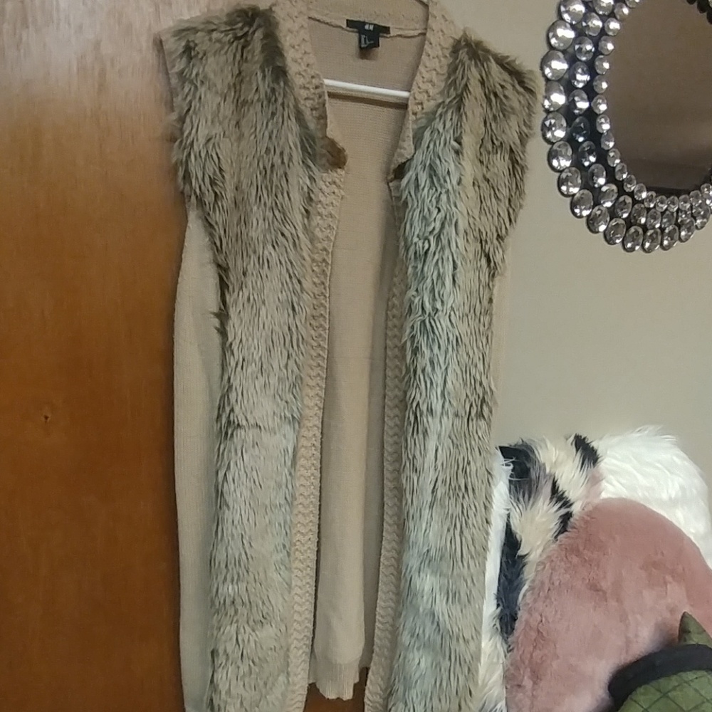 Faux fur cardigan vest